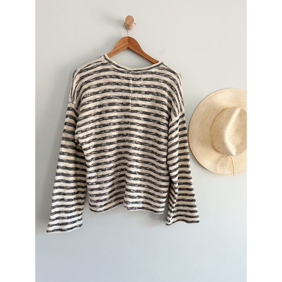 Madewell | NWT Crewneck Long-Sleeve Knit Tee in Stripe navy cream | Sz M - Picture 9 of 10